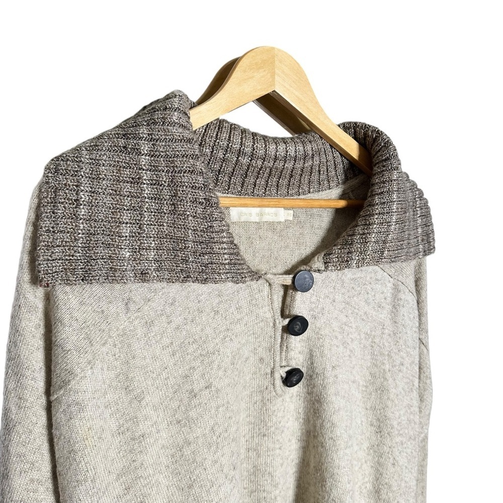 🔴 5 for $40 SALE! 
Cris Barros Tan Baggy PeterPan Collar 3 Button Sweater P/S - Picture 6 of 7